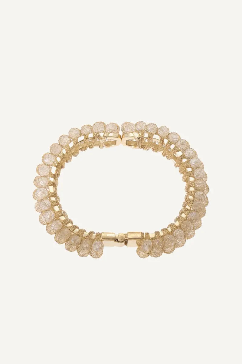 Ruby Bangle – 18K Gold-Plated Brass Wire-Wrapped Crystal Bangle All-Glows