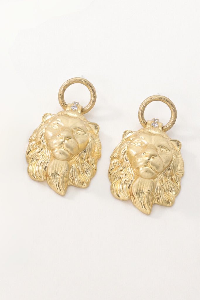 Safari Collection – Fierce Lion Head Earrings – 18K Gold-Plated Brass Lion Pendant All-Glows