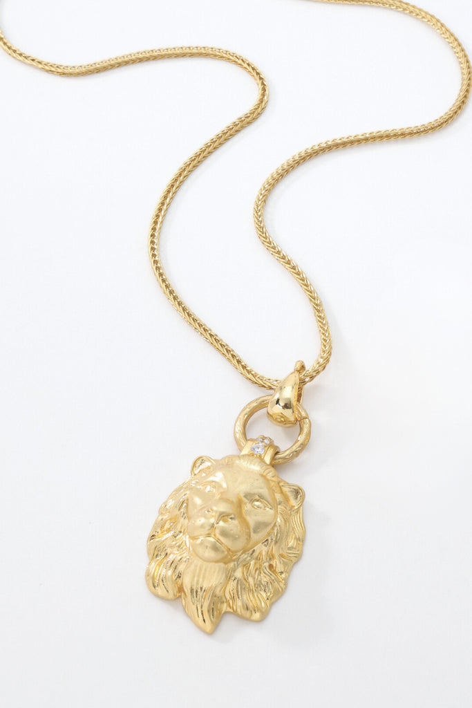 Safari Collection – Fierce Lion Head Necklace – 18K Gold-Plated Brass Foxtail Chain Pendant All-Glows