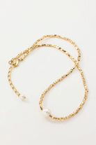 Sand Cubic Beads Necklace - Stylish 18K Gold-Plated Brass with Faux Pearl Centerpiece - Modern Geometric Jewelry All-Glows