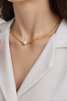 Sand Cubic Beads Necklace - Stylish 18K Gold-Plated Brass with Faux Pearl Centerpiece - Modern Geometric Jewelry All-Glows