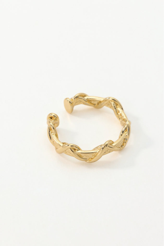 Saturn Open Ring Twisted Geometric Design in 18K Gold-Plated Brass - A Modern Statement Piece All-Glows