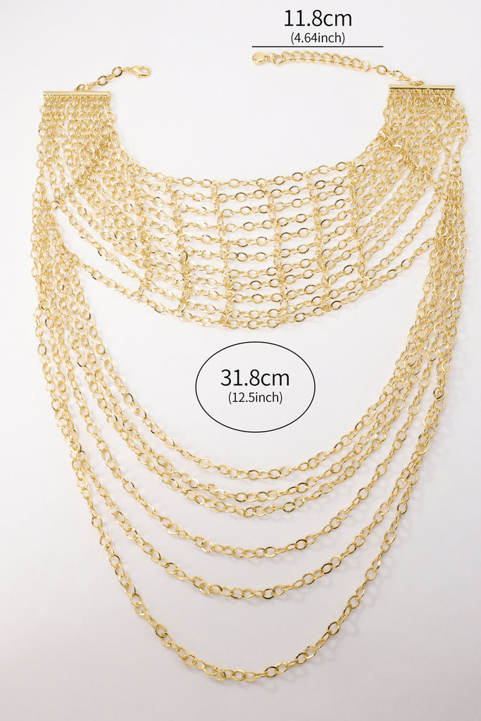 Soul Multi-strand Necklace - Elegant 18K Gold-Plated Brass with Layered Chain Design - Statement Jewelry All-Glows