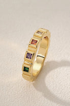 Stardust Ring – 18K Gold-Plated Stackable Gear Ring with Multi-Colored Zirconia Stones