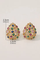 Starlight Oval Earrings – 18K Gold-Plated Brass with Multi-Color Zirconia Stones All-Glows