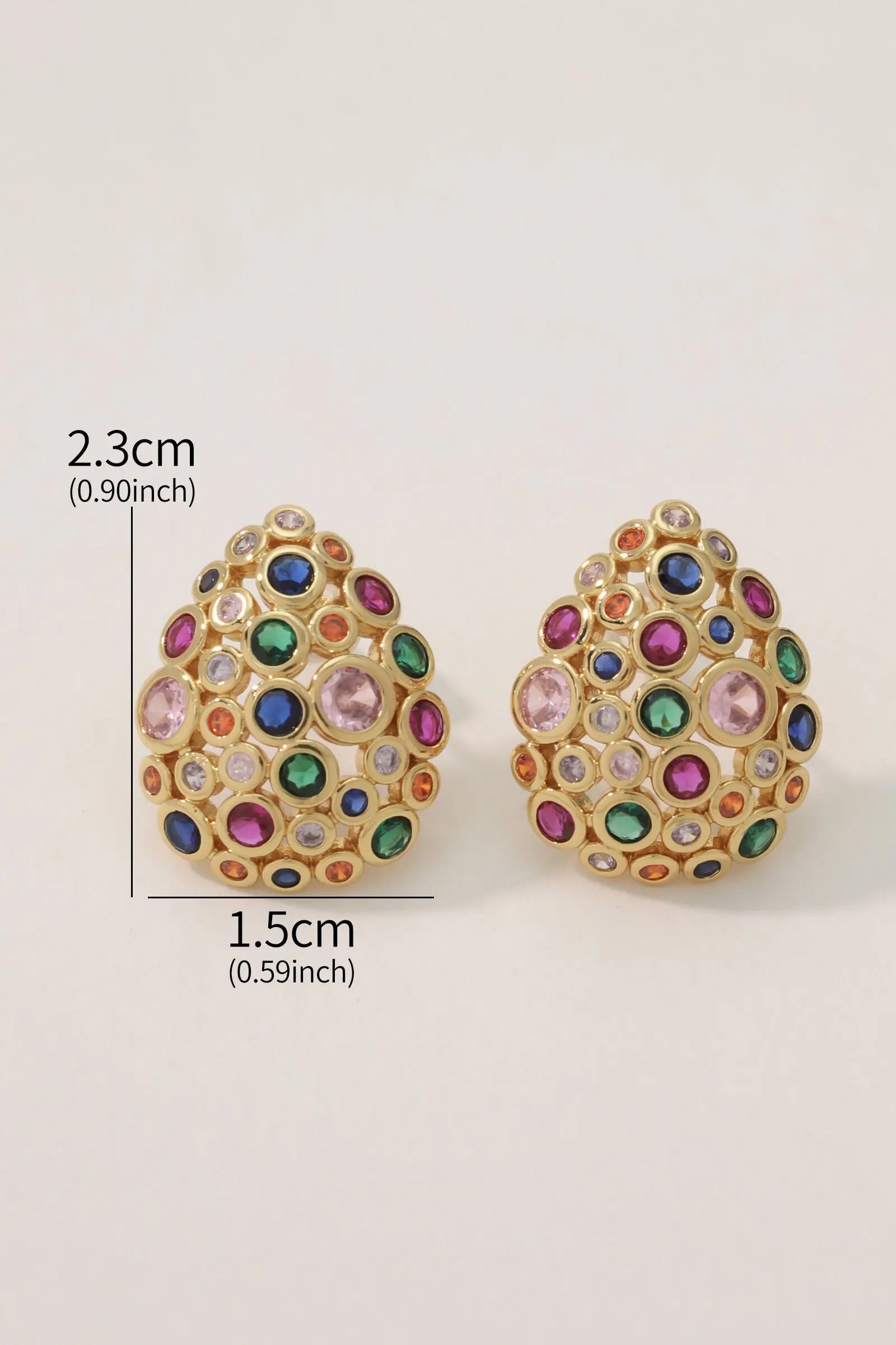 Starlight Oval Earrings – 18K Gold-Plated Brass with Multi-Color Zirconia Stones All-Glows