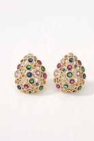 Starlight Oval Earrings – 18K Gold-Plated Brass with Multi-Color Zirconia Stones All-Glows