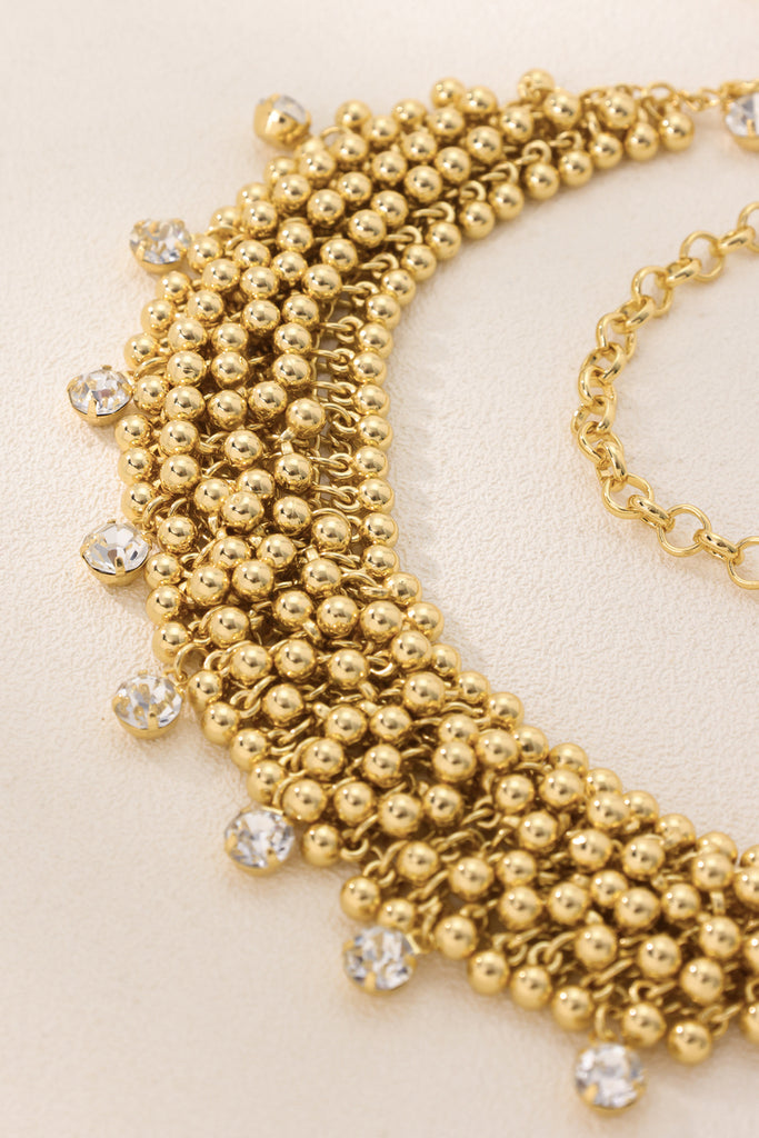 Tulip Cluster Necklace - Elegant Woven Spheres in 18K Gold-Plated Brass - Available in Gold and Platinum Finishes All-Glows