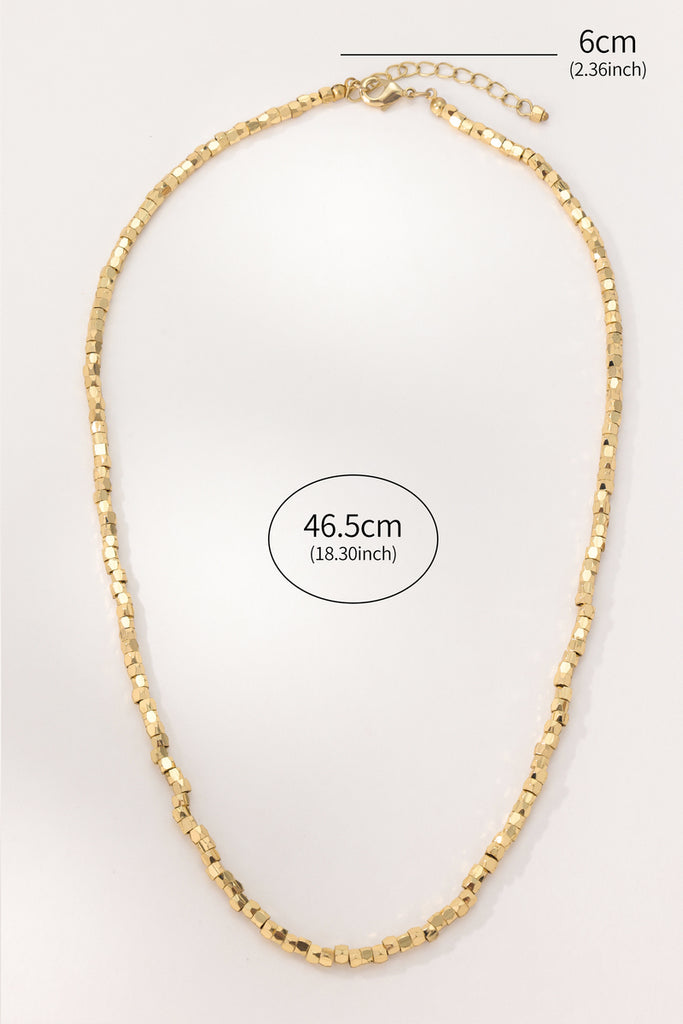 Venus Cubic Chain Necklace - Minimalist Multi-Faceted Beaded Design in 18K Gold-Plated Brass All-Glows