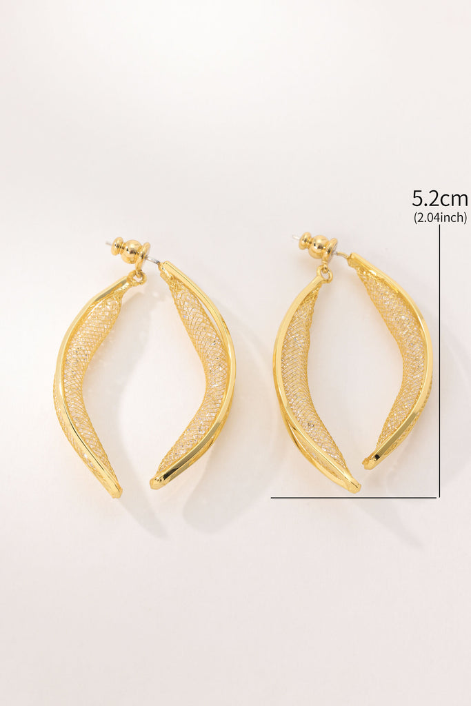 Whisper Earrings18K Gold-Plated Brass Mesh and Crystal Crescent Moon Design with Sparkling Edges All-Glows