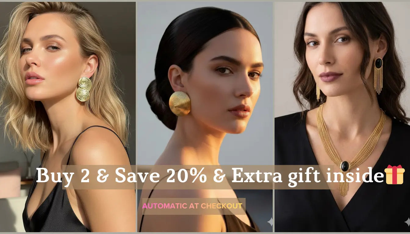 Special offer on textured gold-bold earrings for 2026: Buy two pairs and get 20% discount. Perfect for curated jewelry styling.