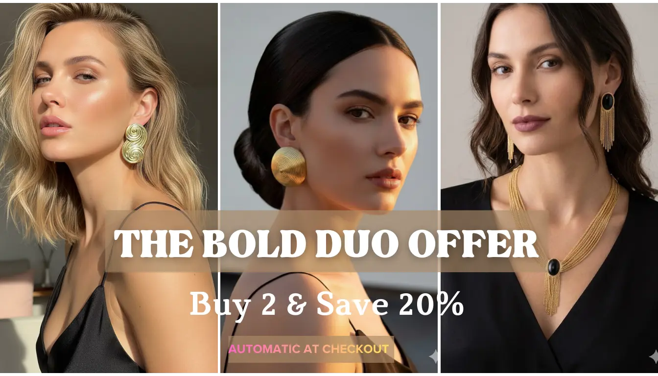 Special offer on textured gold-bold earrings for 2026: Buy two pairs and get 20% discount. Perfect for curated jewelry styling.